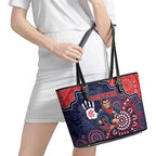 Demons Football Leather Tote Bag Aboriginal Dot Art Pattern