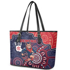 Demons Football Leather Tote Bag Aboriginal Dot Art Pattern