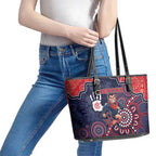 Demons Football Leather Tote Bag Aboriginal Dot Art Pattern