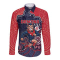 Custom Demons Football Long Sleeve Button Shirt Aboriginal Dot Art Pattern