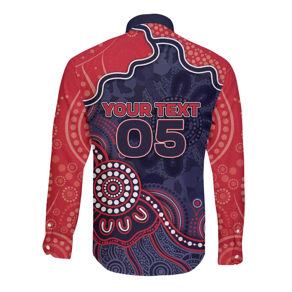 Custom Demons Football Long Sleeve Button Shirt Aboriginal Dot Art Pattern