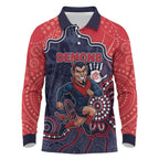 Custom Demons Football Long Sleeve Polo Shirt Aboriginal Dot Art Pattern