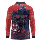 Custom Demons Football Long Sleeve Polo Shirt Aboriginal Dot Art Pattern