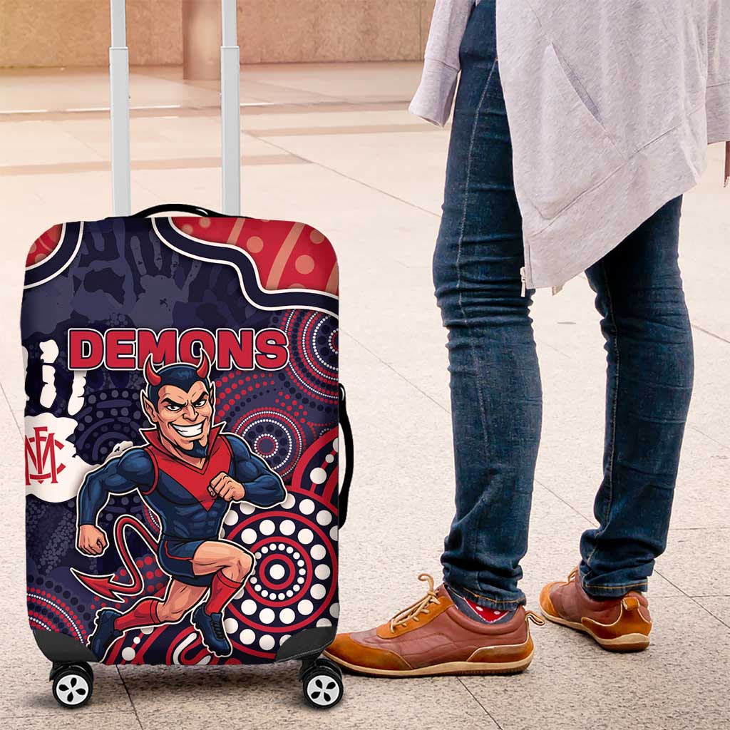 Demons Football Luggage Cover Aboriginal Dot Art Pattern