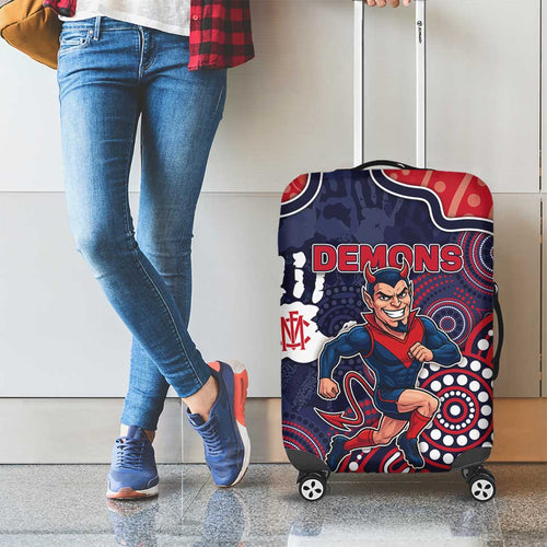 Demons Football Luggage Cover Aboriginal Dot Art Pattern
