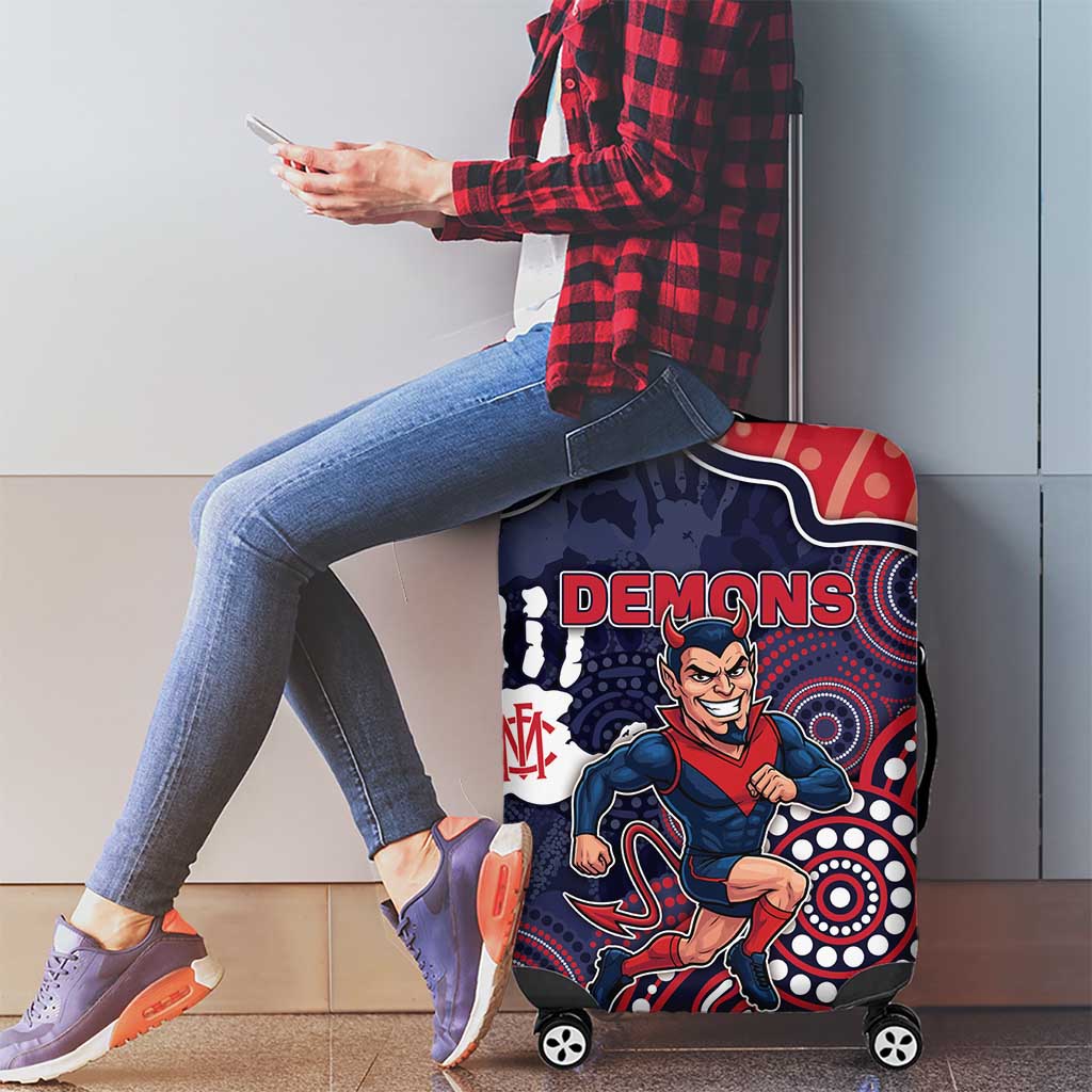 Demons Football Luggage Cover Aboriginal Dot Art Pattern