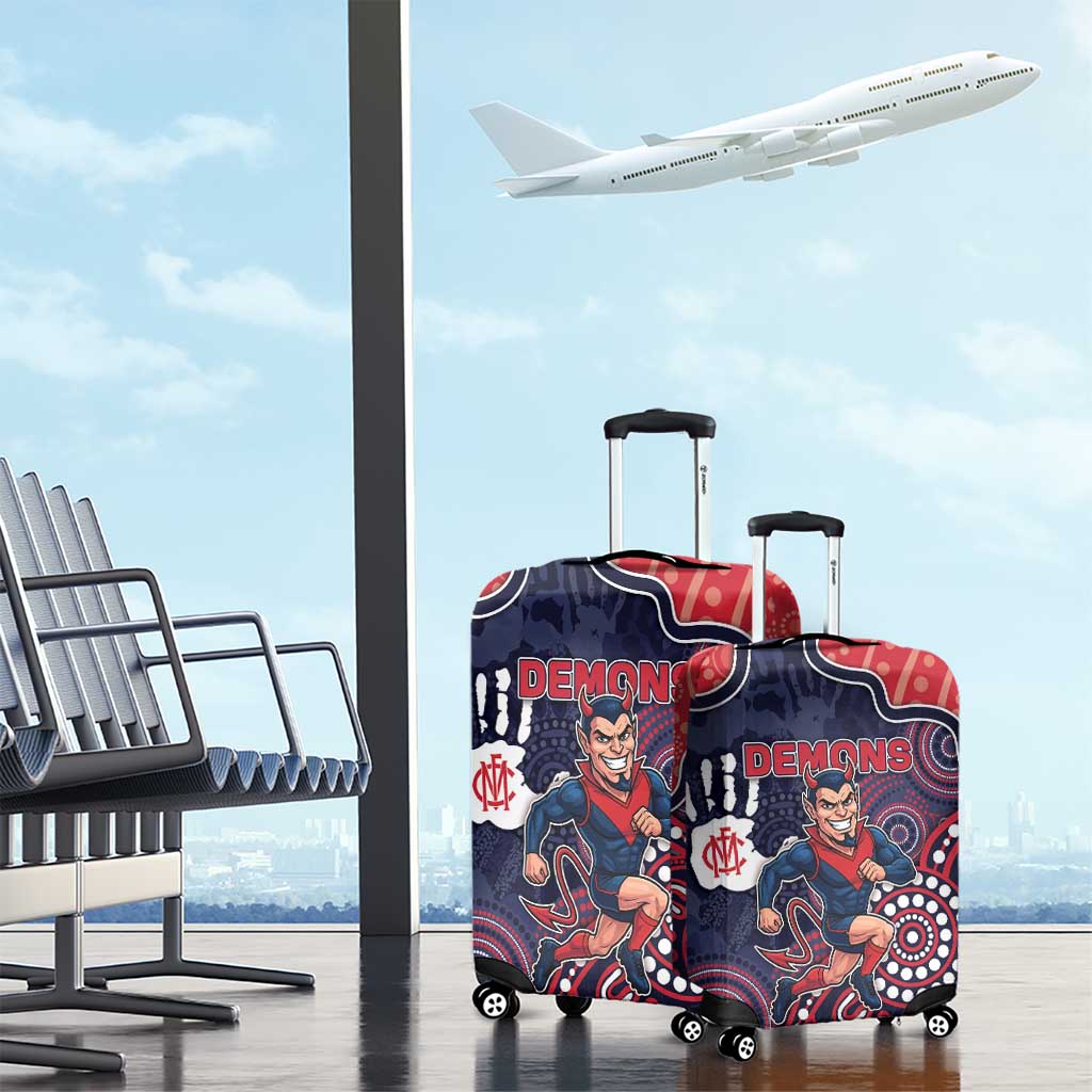 Demons Football Luggage Cover Aboriginal Dot Art Pattern