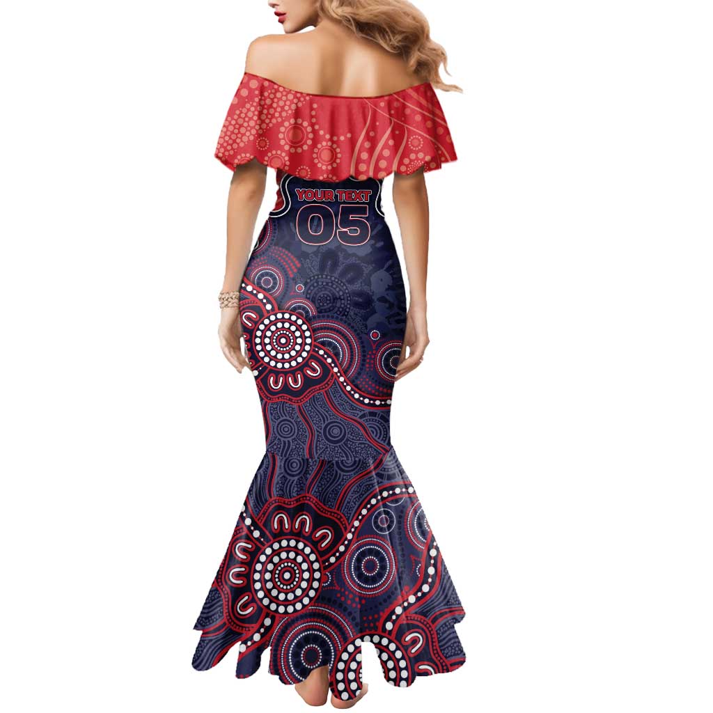 Custom Demons Football Mermaid Dress Aboriginal Dot Art Pattern