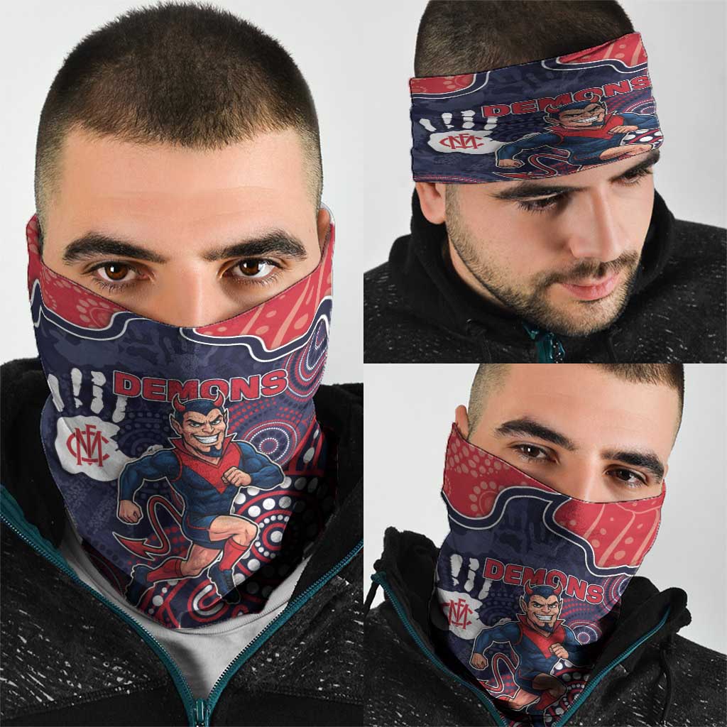 Demons Football Neck Gaiter Aboriginal Dot Art Pattern