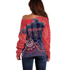 Custom Demons Football Off Shoulder Sweater Aboriginal Dot Art Pattern