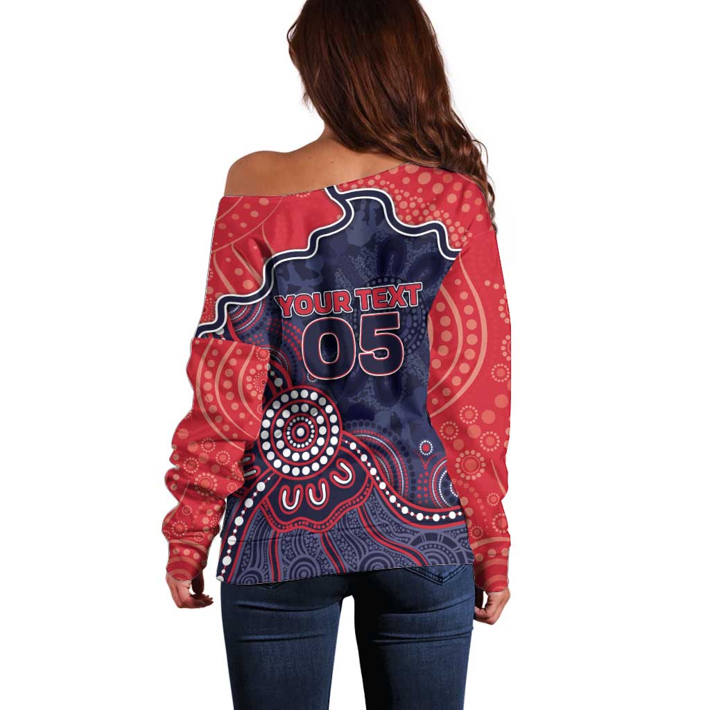 Custom Demons Football Off Shoulder Sweater Aboriginal Dot Art Pattern