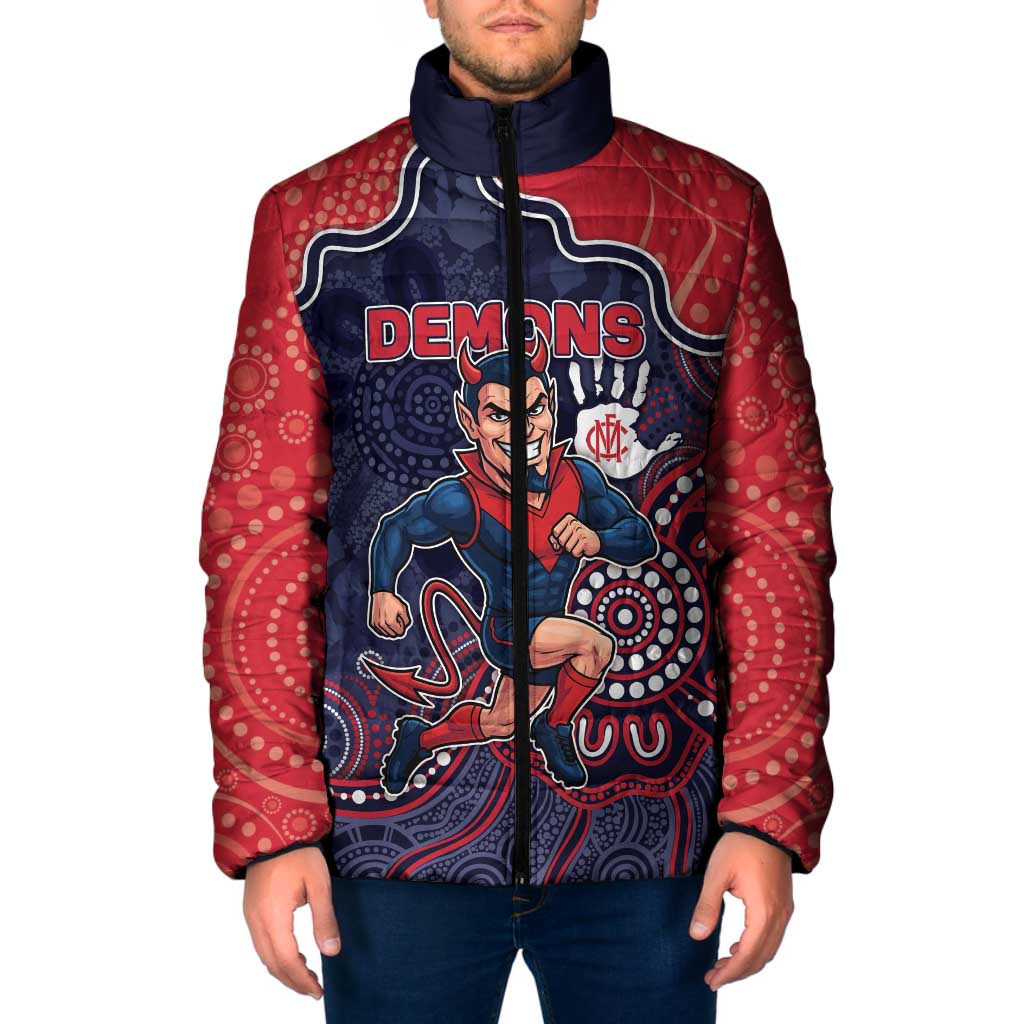 Custom Demons Football Padded Jacket Aboriginal Dot Art Pattern