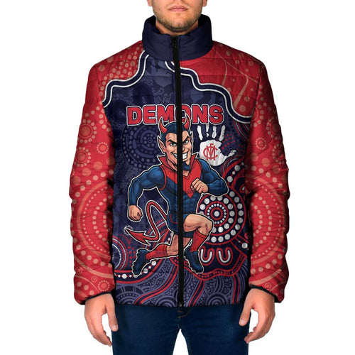 Custom Demons Football Padded Jacket Aboriginal Dot Art Pattern