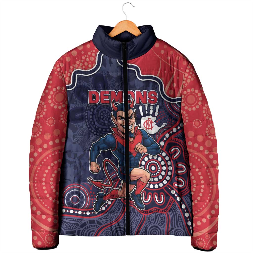 Custom Demons Football Padded Jacket Aboriginal Dot Art Pattern