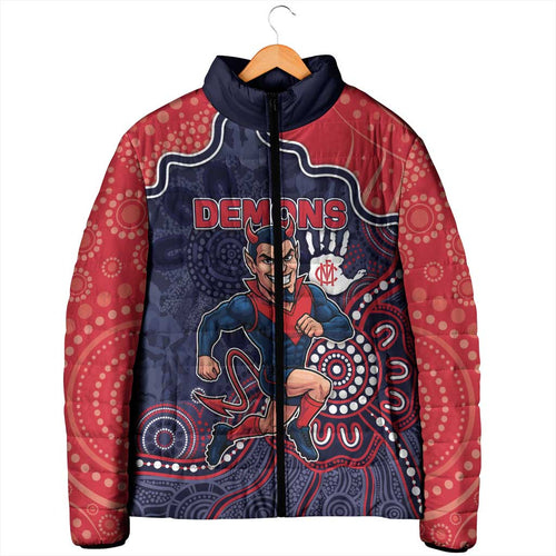 Custom Demons Football Padded Jacket Aboriginal Dot Art Pattern