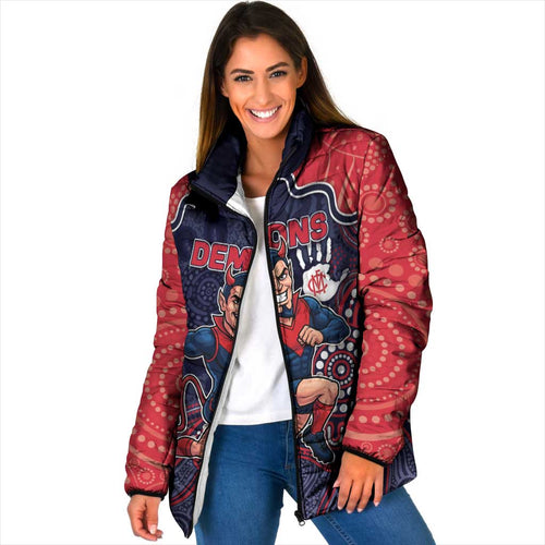 Custom Demons Football Padded Jacket Aboriginal Dot Art Pattern