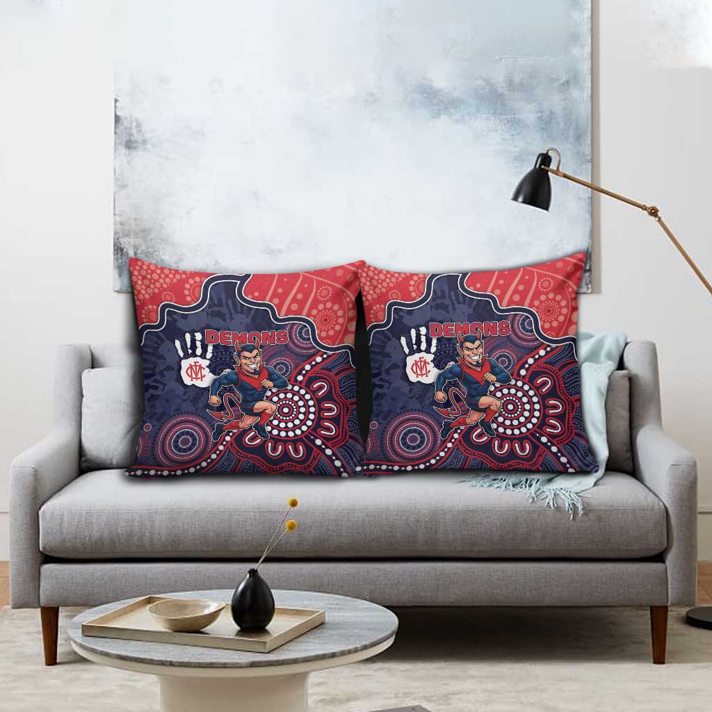 Demons Football Pillow Cover Aboriginal Dot Art Pattern