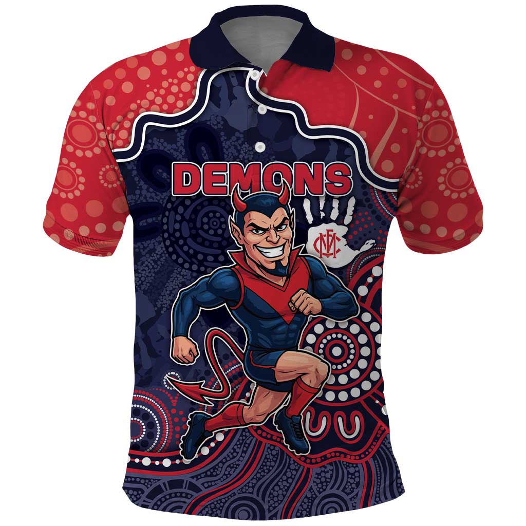 Custom Demons Football Polo Shirt Aboriginal Dot Art Pattern