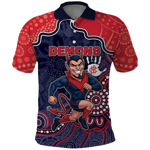 Custom Demons Football Polo Shirt Aboriginal Dot Art Pattern