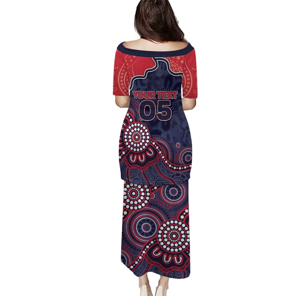 Custom Demons Football Puletasi Aboriginal Dot Art Pattern