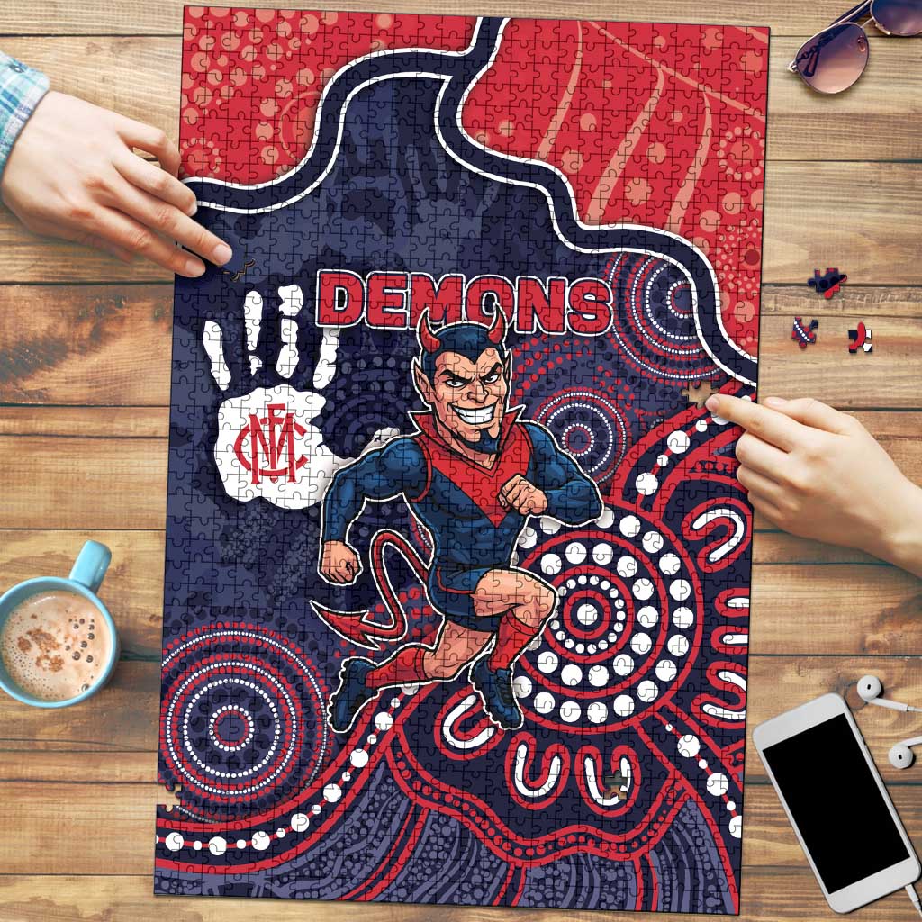 Demons Football Puzzle Aboriginal Dot Art Pattern