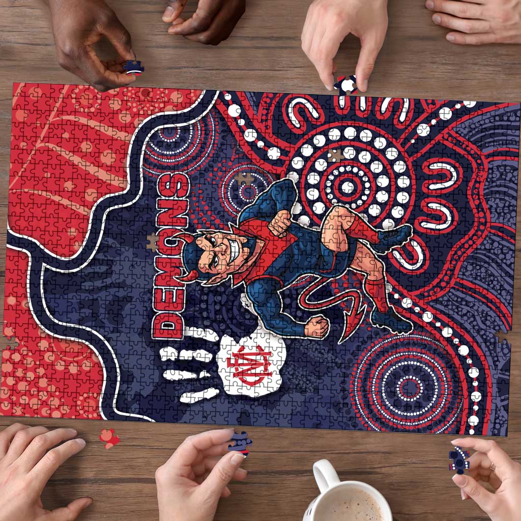 Demons Football Puzzle Aboriginal Dot Art Pattern