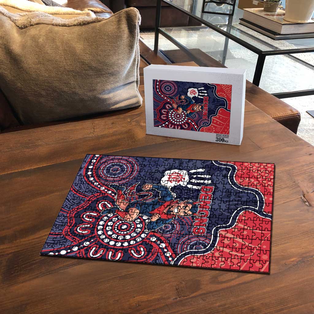 Demons Football Puzzle Aboriginal Dot Art Pattern