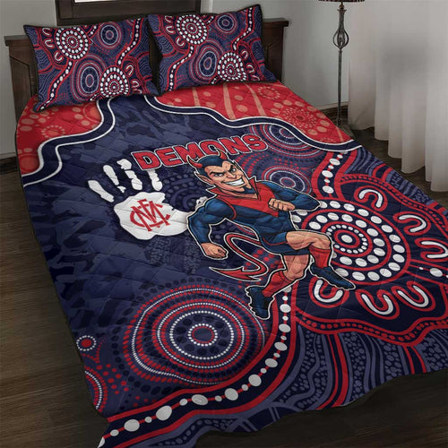 Demons Football Quilt Bed Set Aboriginal Dot Art Pattern