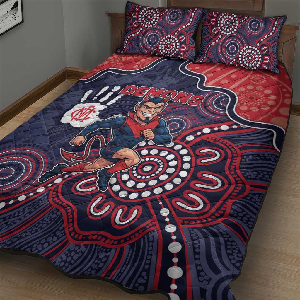Demons Football Quilt Bed Set Aboriginal Dot Art Pattern