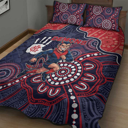 Demons Football Quilt Bed Set Aboriginal Dot Art Pattern