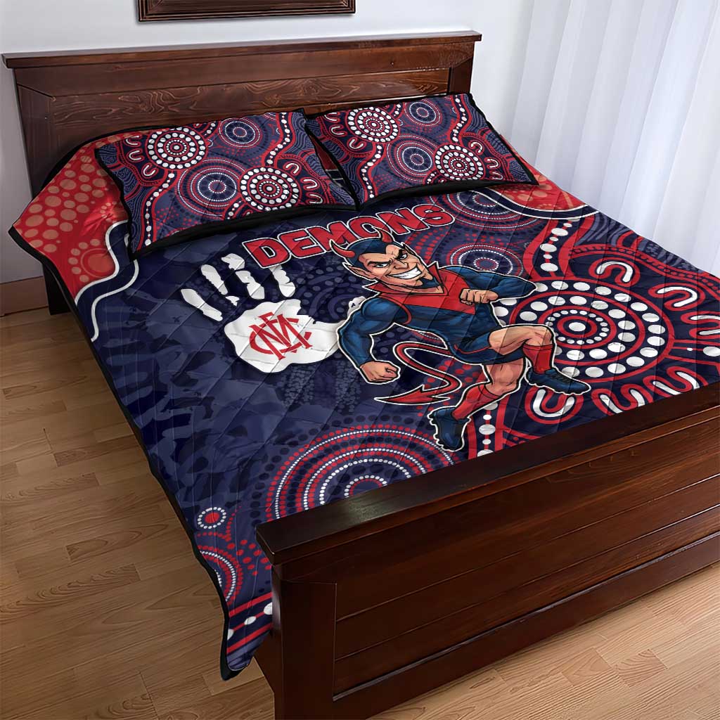 Demons Football Quilt Bed Set Aboriginal Dot Art Pattern