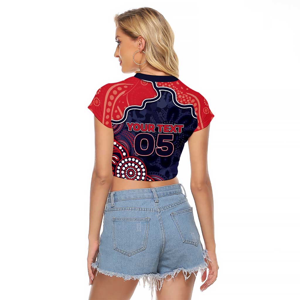Custom Demons Football Raglan Cropped T Shirt Aboriginal Dot Art Pattern