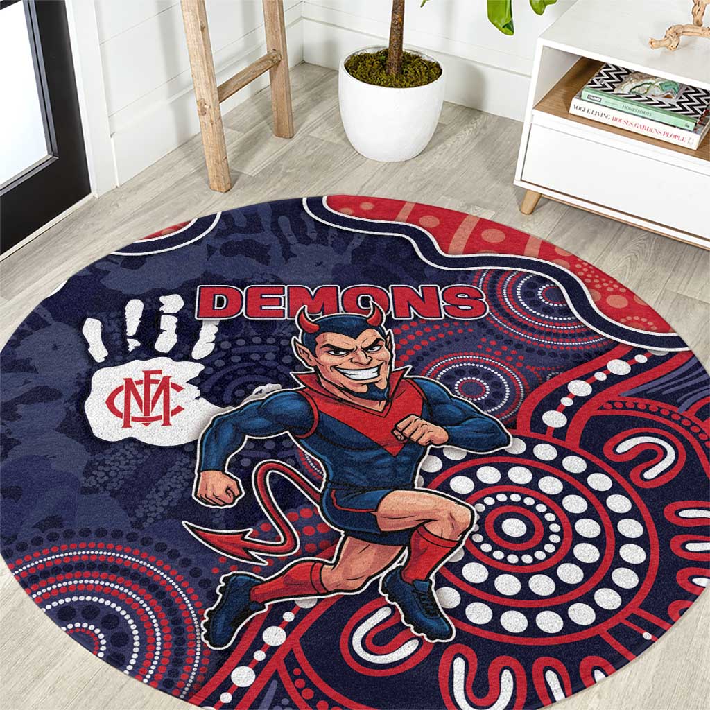 Demons Football Round Carpet Aboriginal Dot Art Pattern