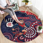 Demons Football Round Carpet Aboriginal Dot Art Pattern