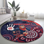 Demons Football Round Carpet Aboriginal Dot Art Pattern