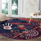 Demons Football Round Carpet Aboriginal Dot Art Pattern