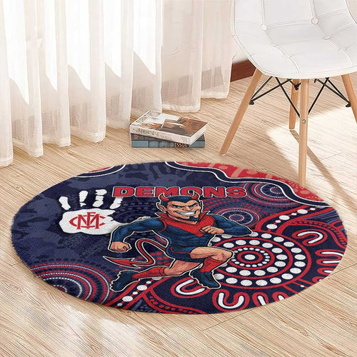 Demons Football Round Carpet Aboriginal Dot Art Pattern