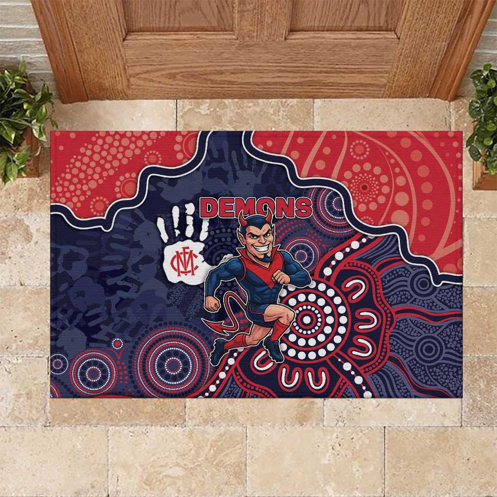 Demons Football Rubber Doormat Aboriginal Dot Art Pattern