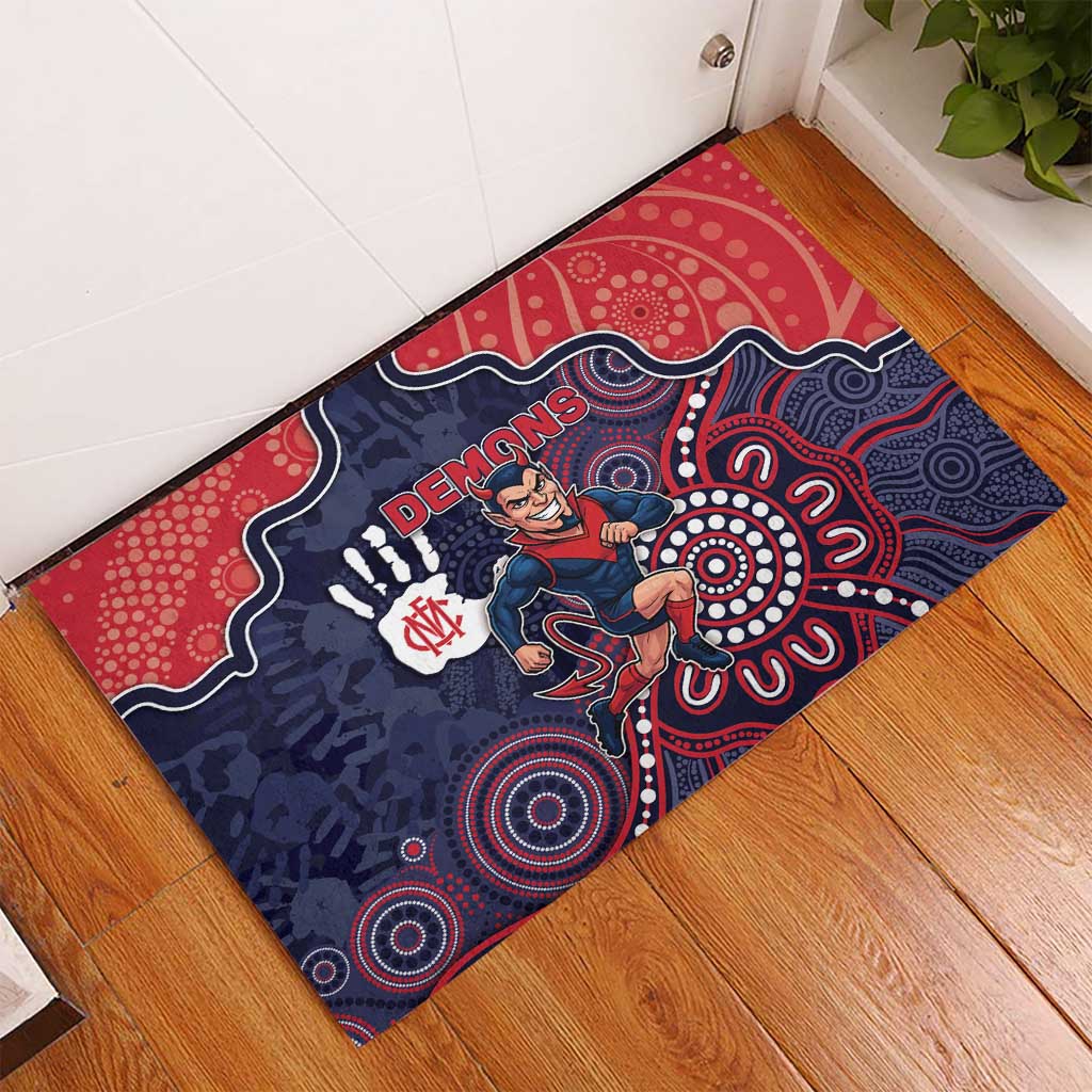 Demons Football Rubber Doormat Aboriginal Dot Art Pattern