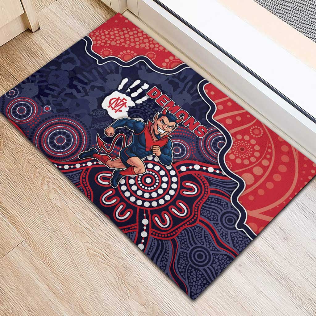 Demons Football Rubber Doormat Aboriginal Dot Art Pattern