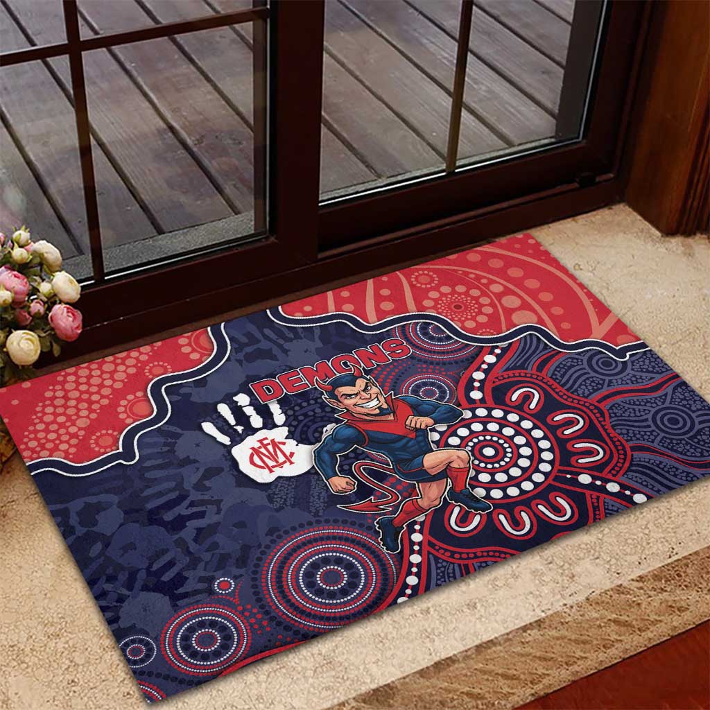 Demons Football Rubber Doormat Aboriginal Dot Art Pattern