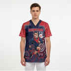 Custom Demons Football Scrub Top Aboriginal Dot Art Pattern