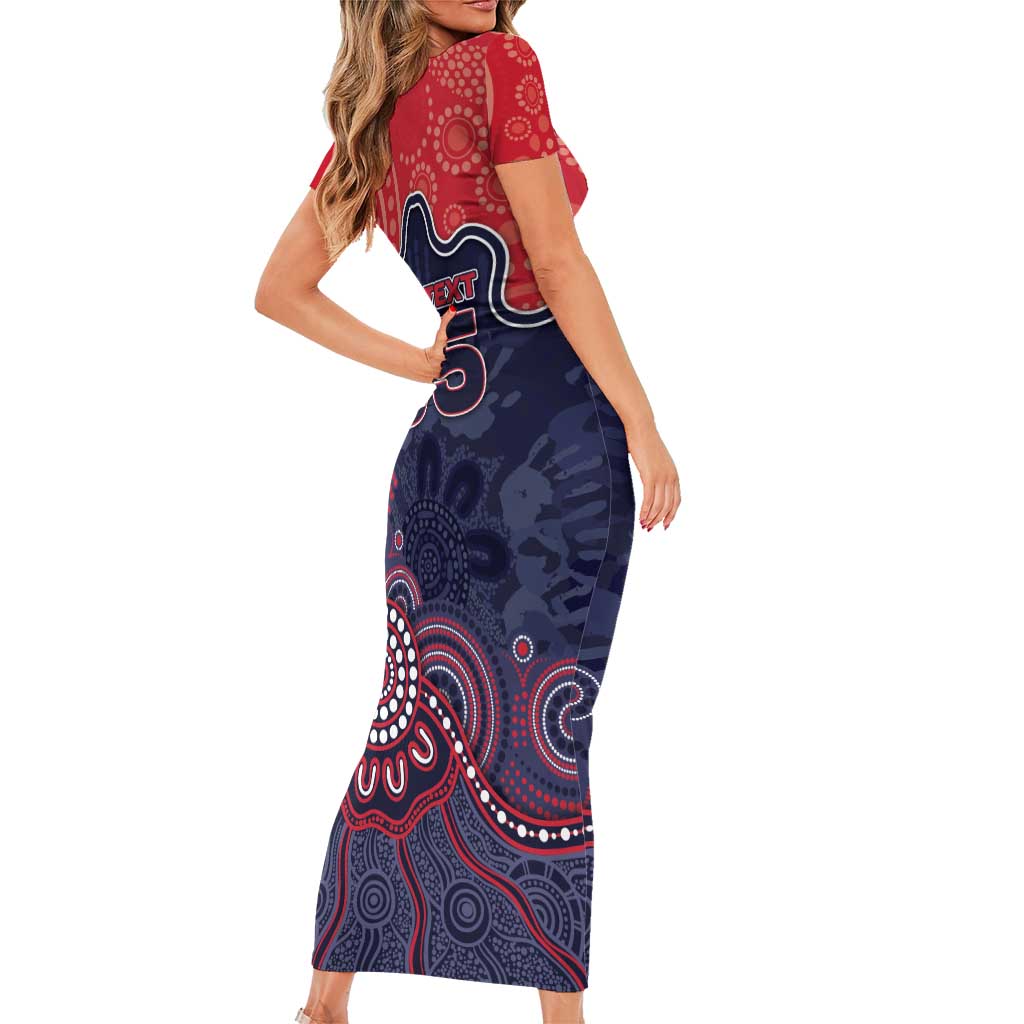 Custom Demons Football Short Sleeve Bodycon Dress Aboriginal Dot Art Pattern