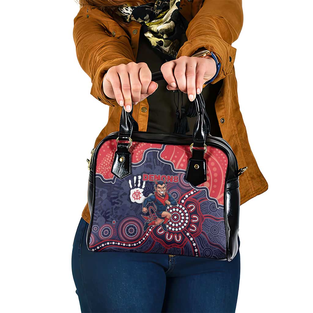 Demons Football Shoulder Handbag Aboriginal Dot Art Pattern