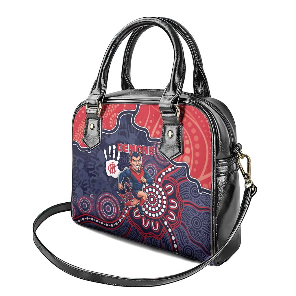 Demons Football Shoulder Handbag Aboriginal Dot Art Pattern