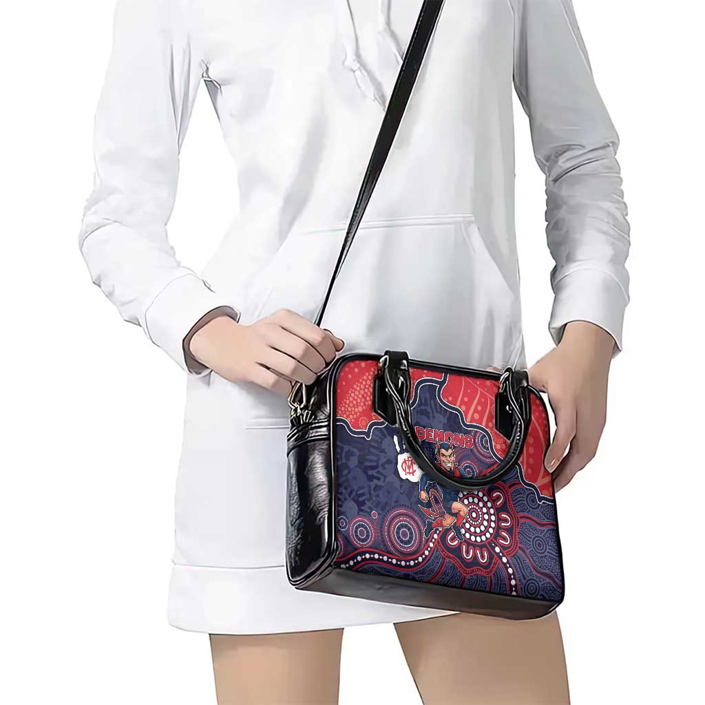 Demons Football Shoulder Handbag Aboriginal Dot Art Pattern