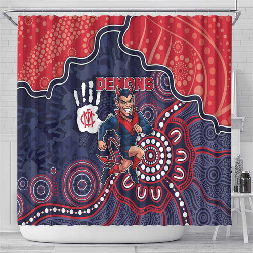 Demons Football Shower Curtain Aboriginal Dot Art Pattern