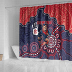 Demons Football Shower Curtain Aboriginal Dot Art Pattern