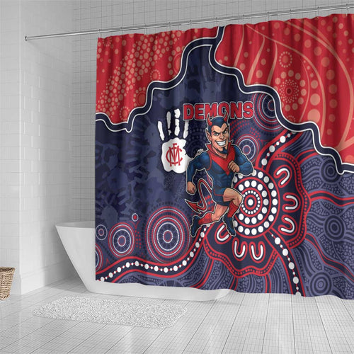 Demons Football Shower Curtain Aboriginal Dot Art Pattern