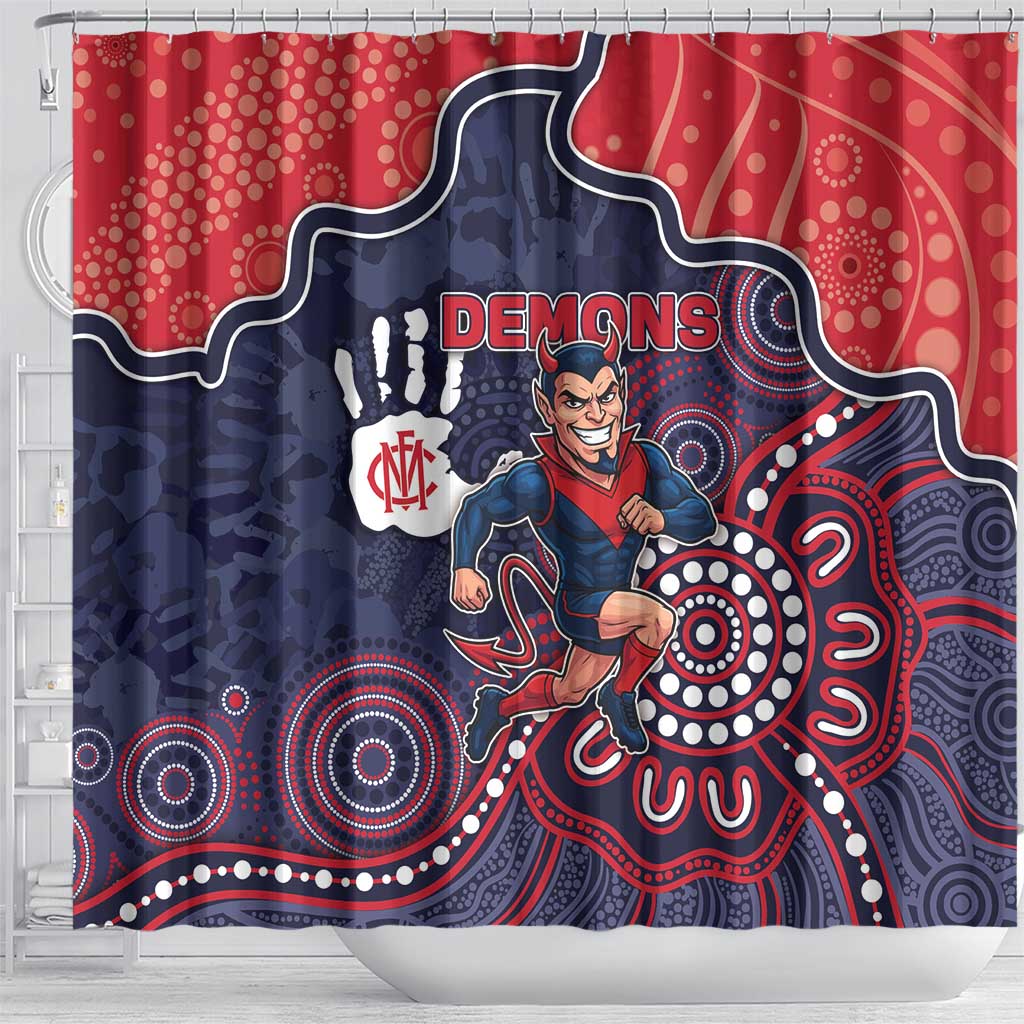 Demons Football Shower Curtain Aboriginal Dot Art Pattern